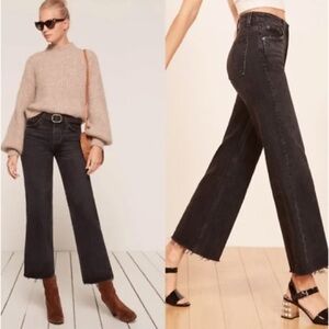 Reformation Fawcett crop flare bootcut jeans in faded black
